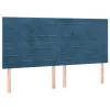  sötétkék bársony LED-es fejtámla 180x5x118/128 cm