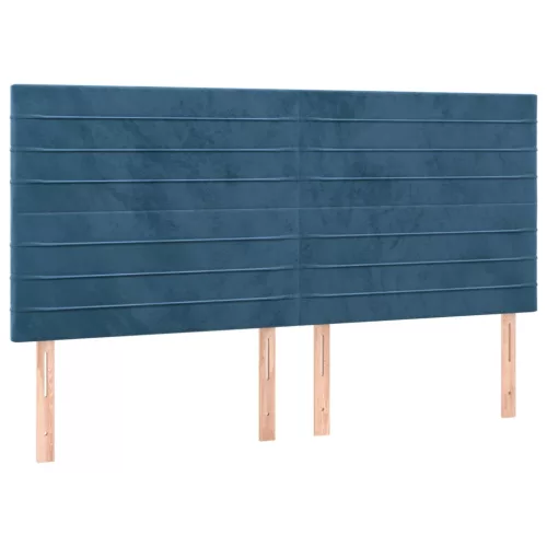  sötétkék bársony LED-es fejtámla 180x5x118/128 cm