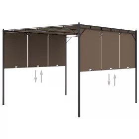  tópszínű kerti pavilon oldalfüggönnyel 3 x 3 x 2,25 m