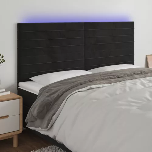  fekete bársony LED-es fejtámla 200x5x118/128 cm