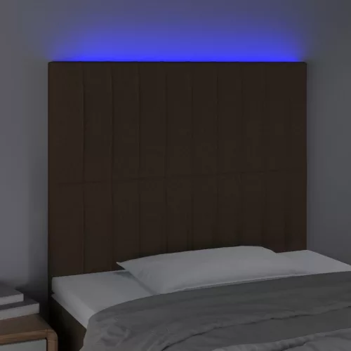  sötétbarna szövet LED-es fejtámla 80x5x118/128 cm