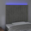 világosszürke bársony LED-es fejtámla 90x5x118/128 cm