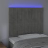  világosszürke bársony LED-es fejtámla 100x5x118/128 cm