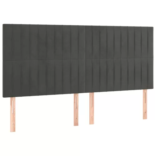  sötétszürke bársony LED-es fejtámla 180x5x118/128 cm