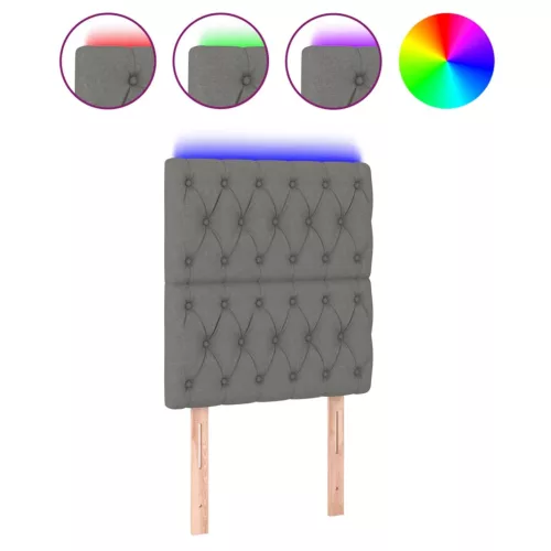  sötétszürke szövet LED-es fejtámla 80x7x118/128 cm