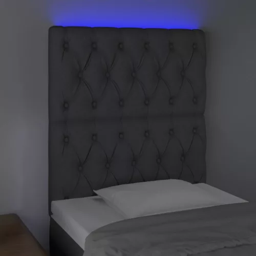  sötétszürke szövet LED-es fejtámla 80x7x118/128 cm