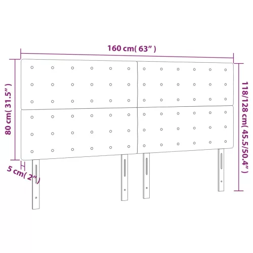  sötétszürke szövet LED-es fejtámla 160x5x118/128 cm