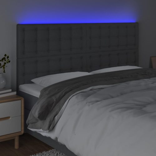  sötétszürke szövet LED-es fejtámla 180x5x118/128 cm