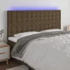  sötétbarna szövet LED-es fejtámla 200x5x118/128 cm