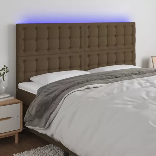  sötétbarna szövet LED-es fejtámla 200x5x118/128 cm