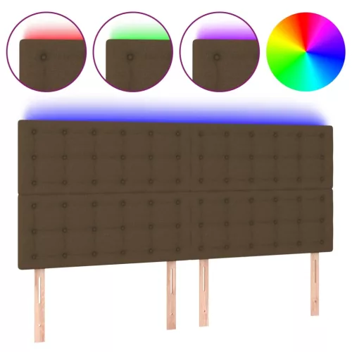  sötétbarna szövet LED-es fejtámla 200x5x118/128 cm