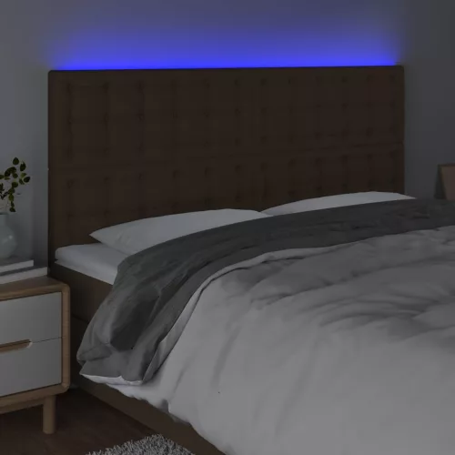  sötétbarna szövet LED-es fejtámla 200x5x118/128 cm
