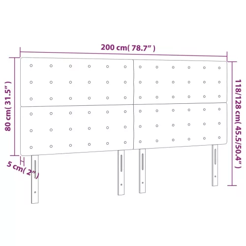  sötétbarna szövet LED-es fejtámla 200x5x118/128 cm