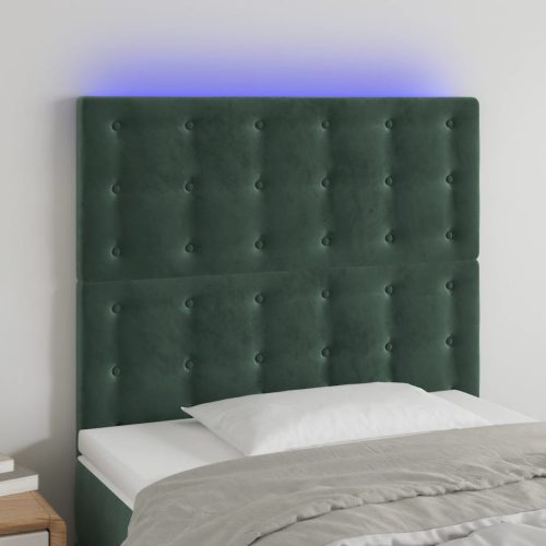  sötétzöld bársony LED-es fejtámla 80x5x118/128 cm