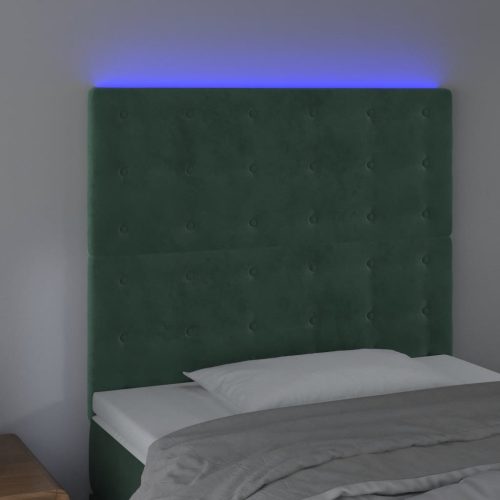  sötétzöld bársony LED-es fejtámla 80x5x118/128 cm