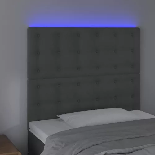  sötétszürke bársony LED-es fejtámla 100x5x118/128 cm