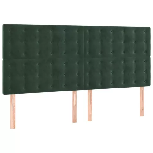  sötétzöld bársony LED-es fejtámla 160x5x118/128 cm