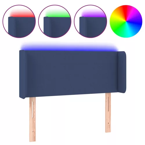  kék szövet LED-es fejtámla 93 x 16 x 78/88 cm