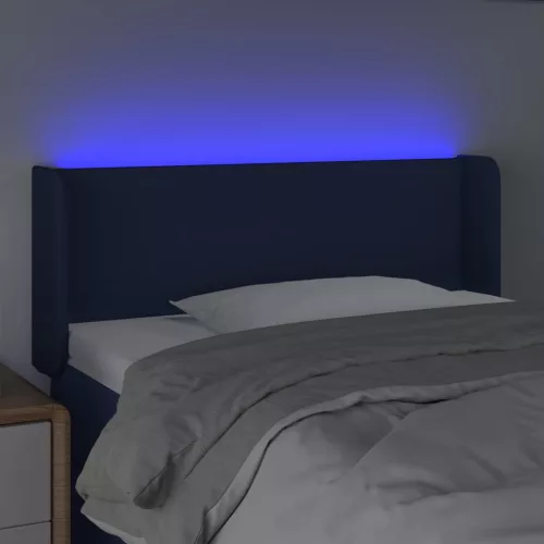  kék szövet LED-es fejtámla 93 x 16 x 78/88 cm