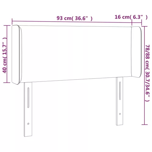  kék szövet LED-es fejtámla 93 x 16 x 78/88 cm