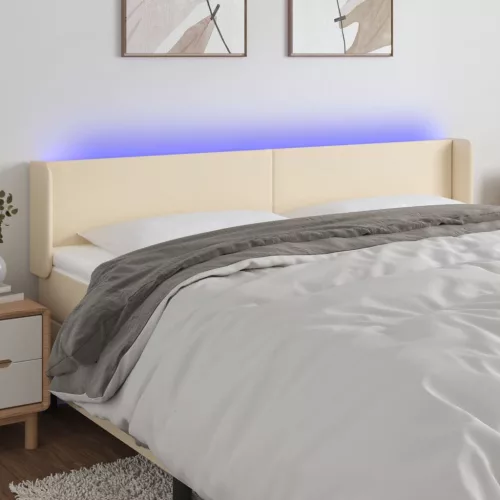  krémszínű szövet LED-es fejtámla 183 x 16 x 78/88 cm