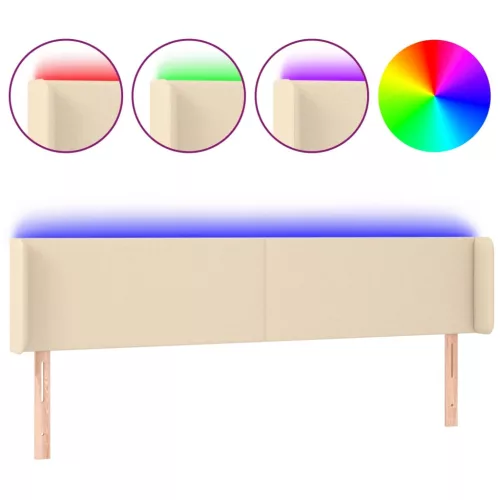  krémszínű szövet LED-es fejtámla 183 x 16 x 78/88 cm