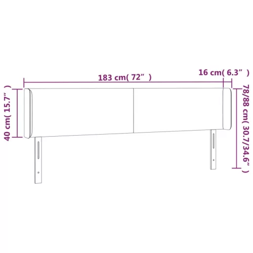  krémszínű szövet LED-es fejtámla 183 x 16 x 78/88 cm
