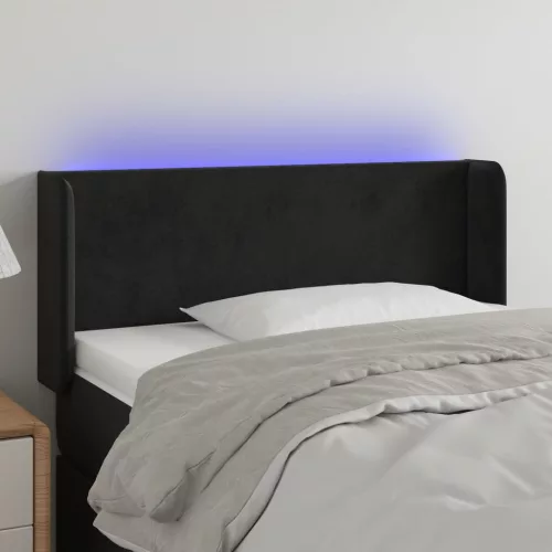  fekete bársony LED-es fejtámla 103 x 16 x 78/88 cm