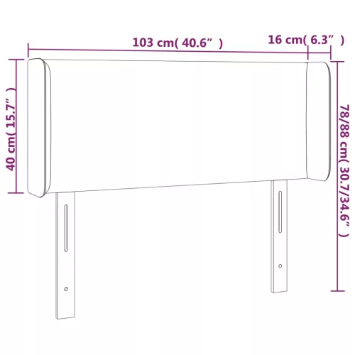  sötétkék bársony LED-es fejtámla 103 x 16 x 78/88 cm