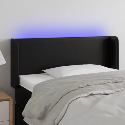  fekete műbőr LED-es fejtámla 83 x 16 x 78/88 cm