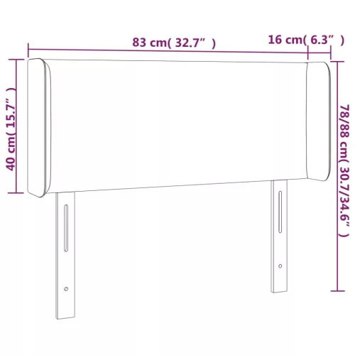  fekete műbőr LED-es fejtámla 83 x 16 x 78/88 cm
