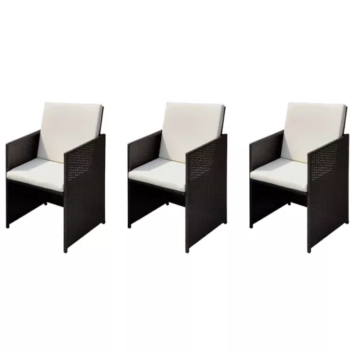 Kerti székek 3 pcs Barna 56 x 52 x 87 cm Poli rattan