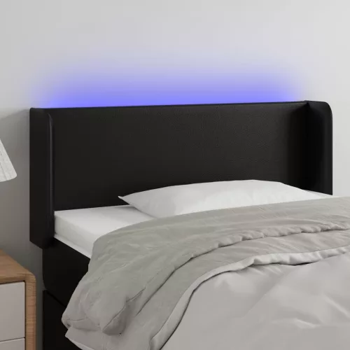  fekete műbőr LED-es fejtámla 103 x 16 x 78/88 cm
