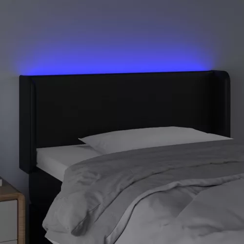  fekete műbőr LED-es fejtámla 103 x 16 x 78/88 cm