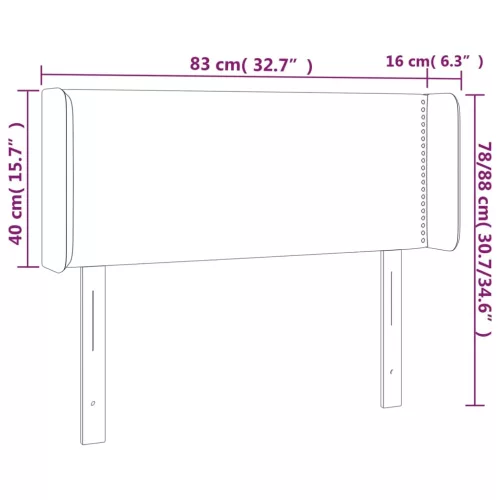  sötétbarna szövet LED-es fejtámla 83 x 16 x 78/88 cm
