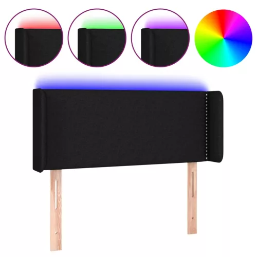  fekete szövet LED-es fejtámla 93 x 16 x 78/88 cm