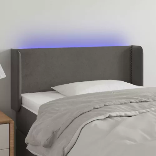  sötétszürke bársony LED-es fejtámla 83 x 16 x 78/88 cm