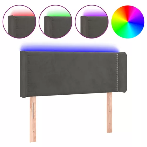  sötétszürke bársony LED-es fejtámla 83 x 16 x 78/88 cm