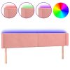  rózsaszín bársony LED-es fejtámla 163x16x78/88 cm