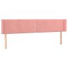  rózsaszín bársony LED-es fejtámla 163x16x78/88 cm