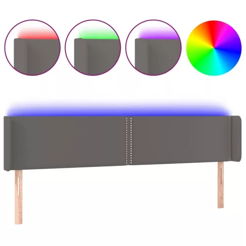  szürke bársony LED-es fejtámla 203x16x78/88 cm