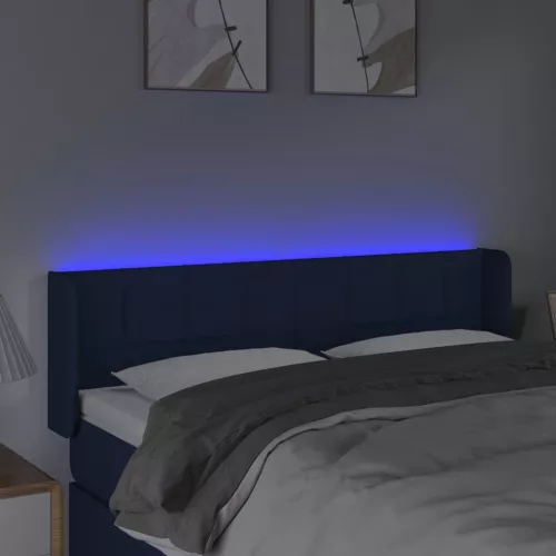  kék szövet LED-es fejtámla 147 x 16 x 78/88 cm