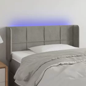    világosszürke bársony LED-es fejtámla 83 x 16 x 78/88 cm