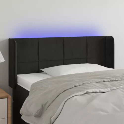  fekete bársony LED-es fejtámla 93 x 16 x 78/88 cm