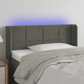    sötétszürke bársony LED-es fejtámla 103 x 16 x 78/88 cm