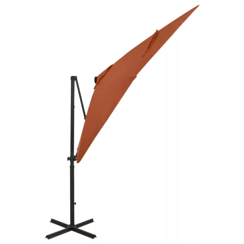  terrakotta konzolos napernyő rúddal és LED-fényekkel 250 cm