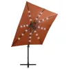  terrakotta konzolos napernyő rúddal és LED-fényekkel 250 cm