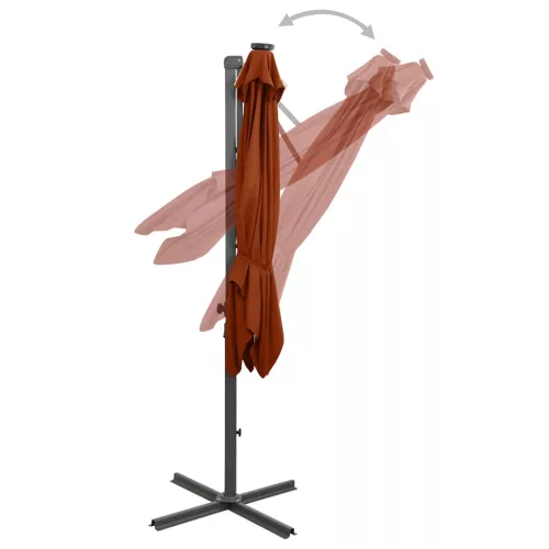  terrakotta konzolos napernyő rúddal és LED-fényekkel 250 cm