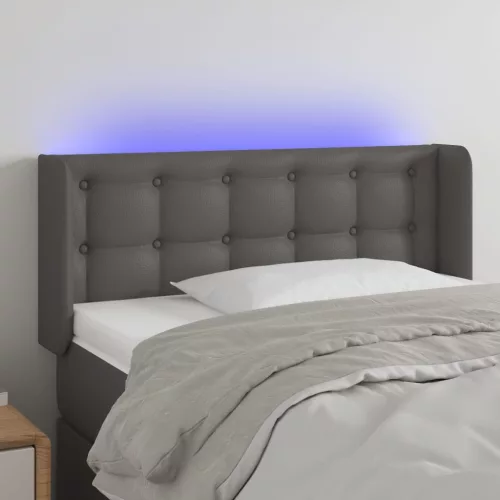  szürke műbőr LED-es fejtámla 83x16x78/88 cm