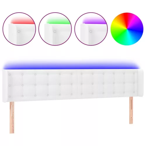  fehér műbőr LED-es fejtámla 163x16x78/88 cm